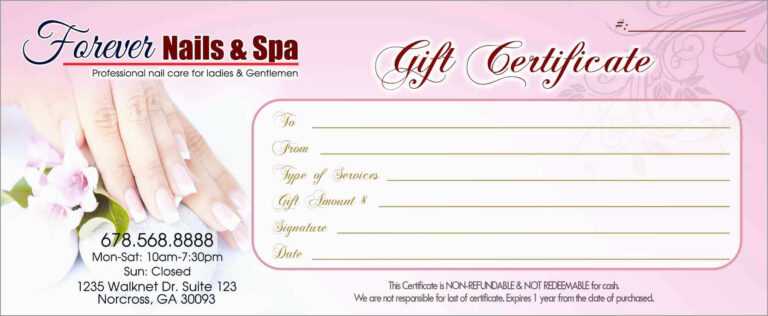 Free Printable Manicure Gift Certificate Template Amazing 40 within ...