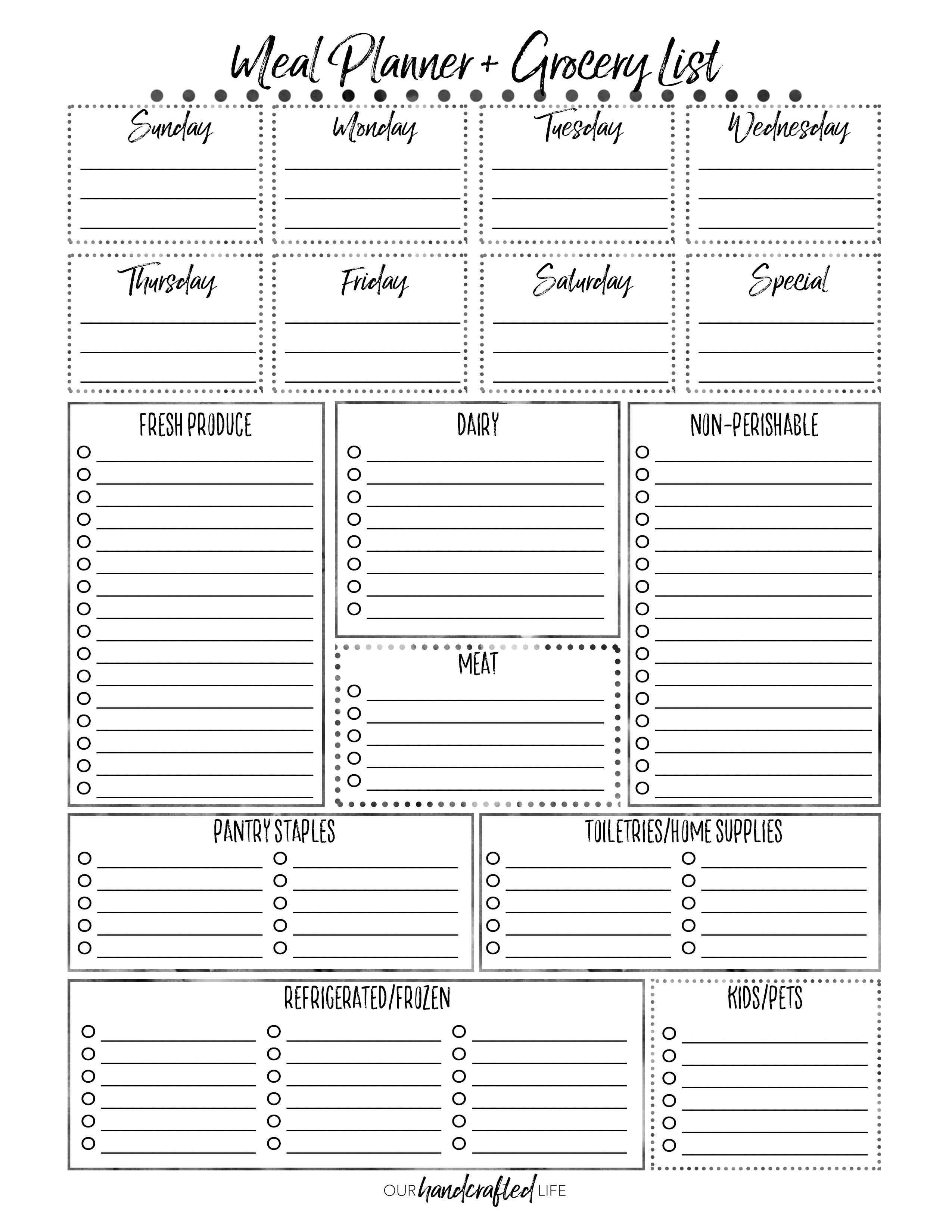 Free Printable Meal Planner Template Menu Planning Templates Pertaining To Menu Planning Template Word