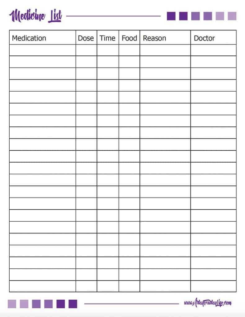 Free Printable Medicine List For Caregivers | Artsy Fartsy Life Throughout Blank Medication List Templates