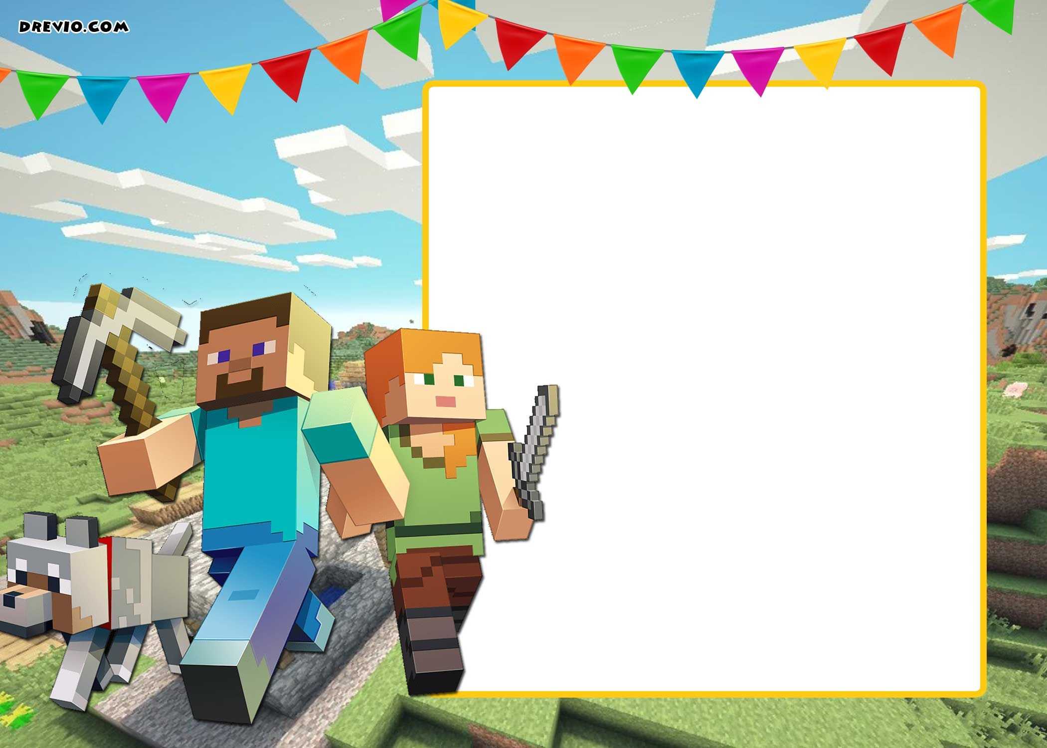 Free Printable Minecraft Birthday Invitation Template Within Minecraft Birthday Card Template