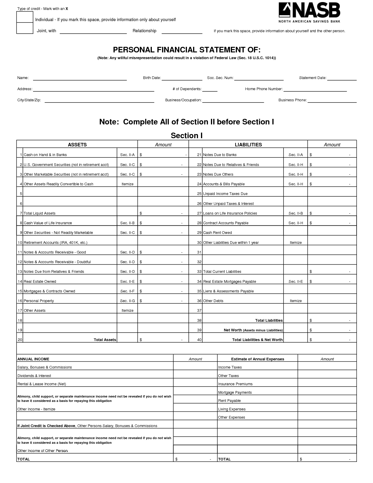 Free Printable Personal Financial Statement | Excel Blank With Regard To Blank Personal Financial Statement Template