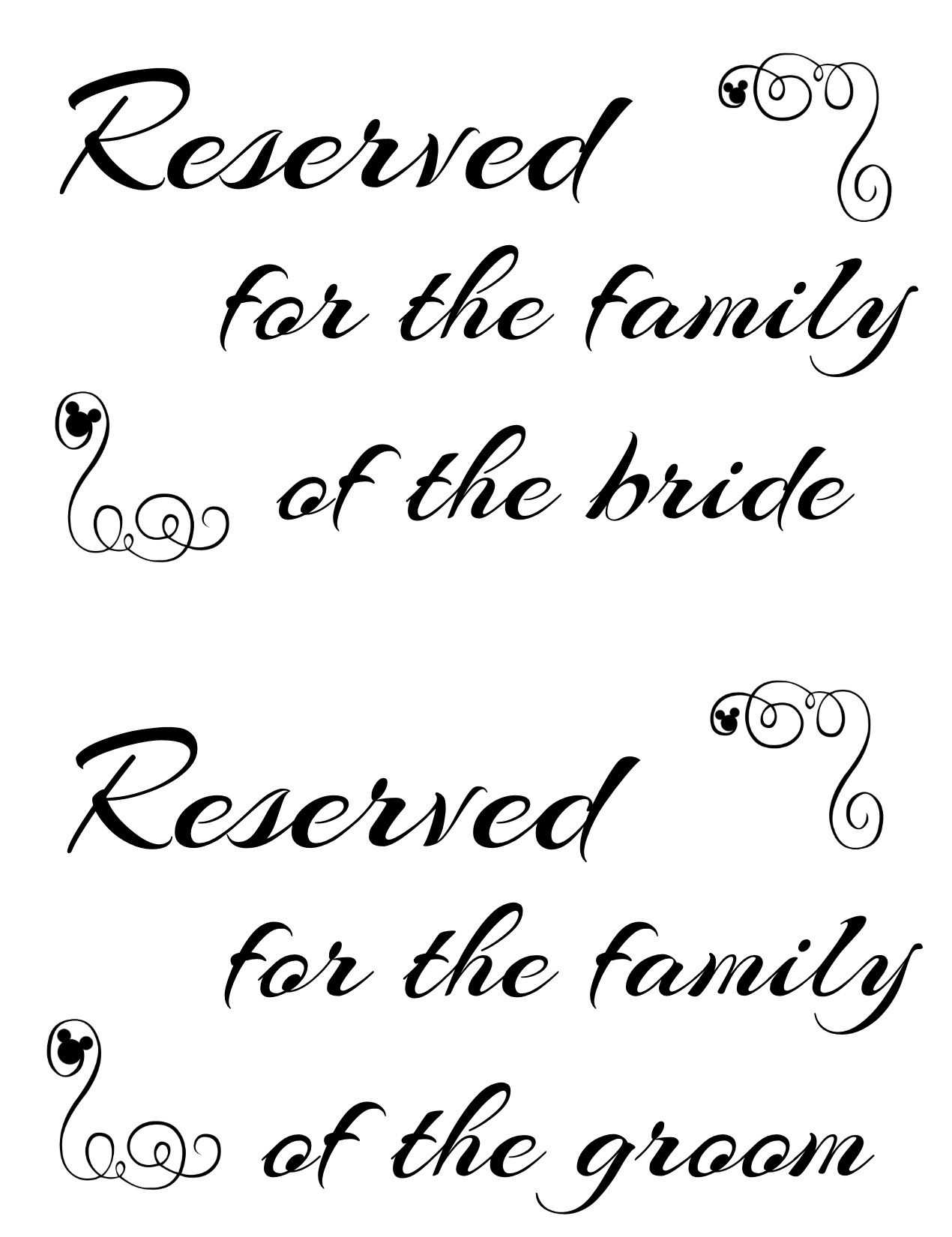 Free Printable Reserved Seating Signs For Your Wedding Inside Reserved Cards For Tables Templates