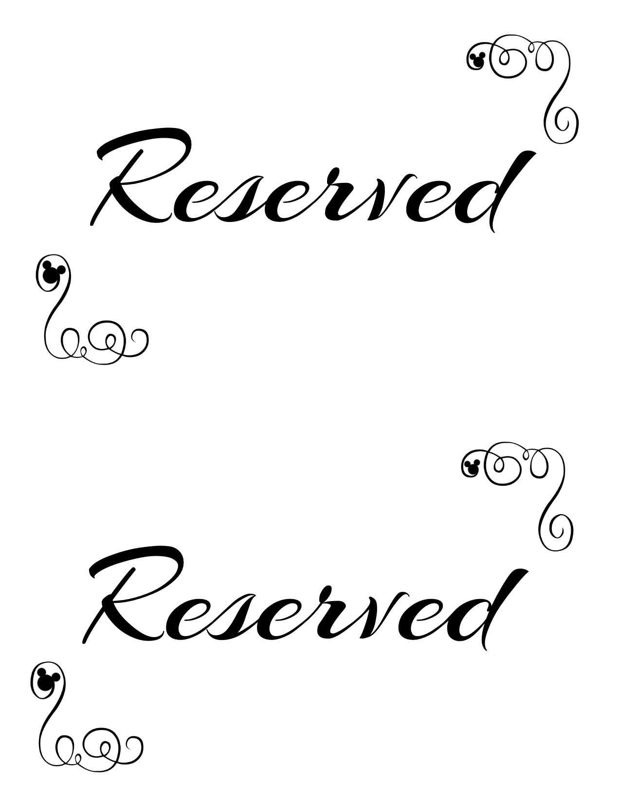 Free Printable Reserved Seating Signs For Your Wedding With Regard To Reserved Cards For Tables Templates