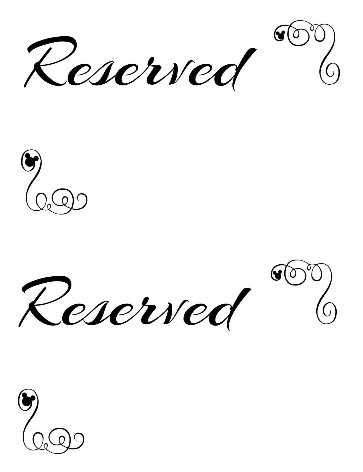 Free Printable Reserved Seating Signs For Your Wedding Within Table Reservation Card Template