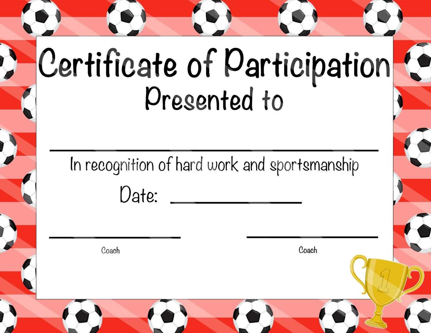 Free Printable Soccer Certificate Templates Award Template In Soccer Certificate Template Free