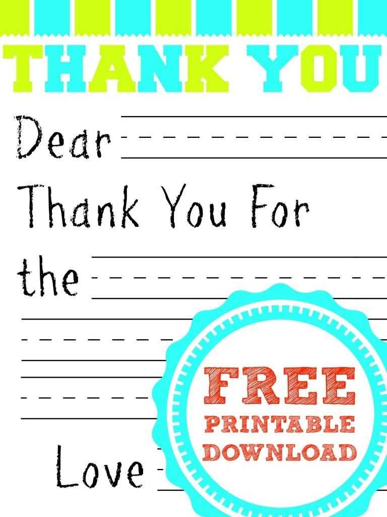 Free Printable Thank You Card | Kids Thank You Note Throughout Free Printable Thank You Card Template
