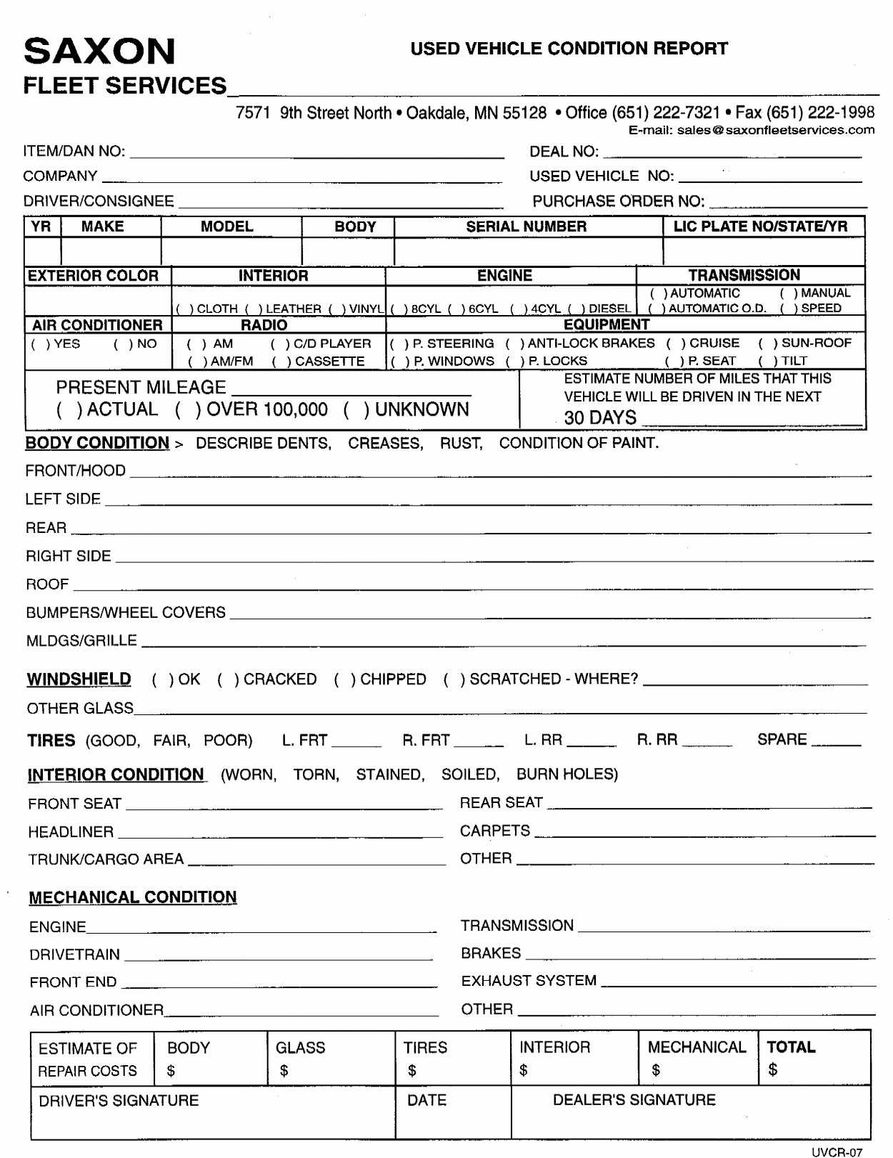 Free Printable Vehicle Condition Report Template For Vehicle With Truck Condition Report Template