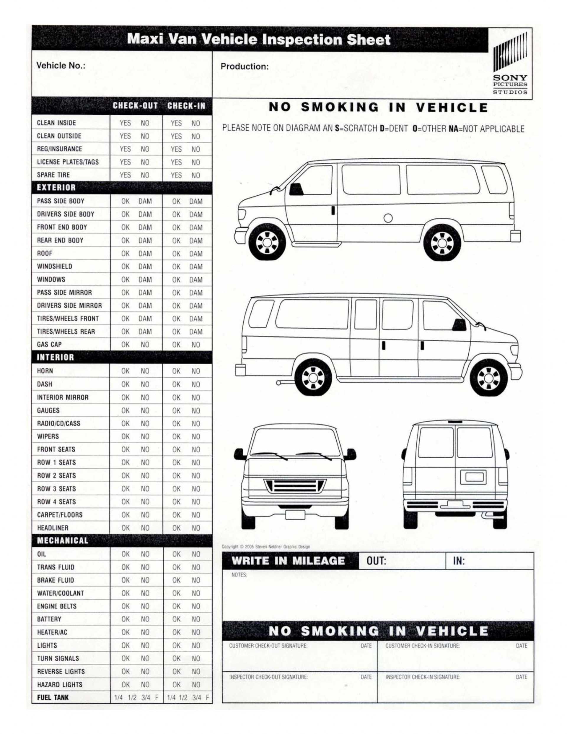 Free Printable Vehicle Inspection Form Truck Driver Report Within Vehicle Checklist Template Word
