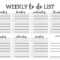 Free Printable Weekly To Do List Pdf Template Word Project For Daily Task List Template Word