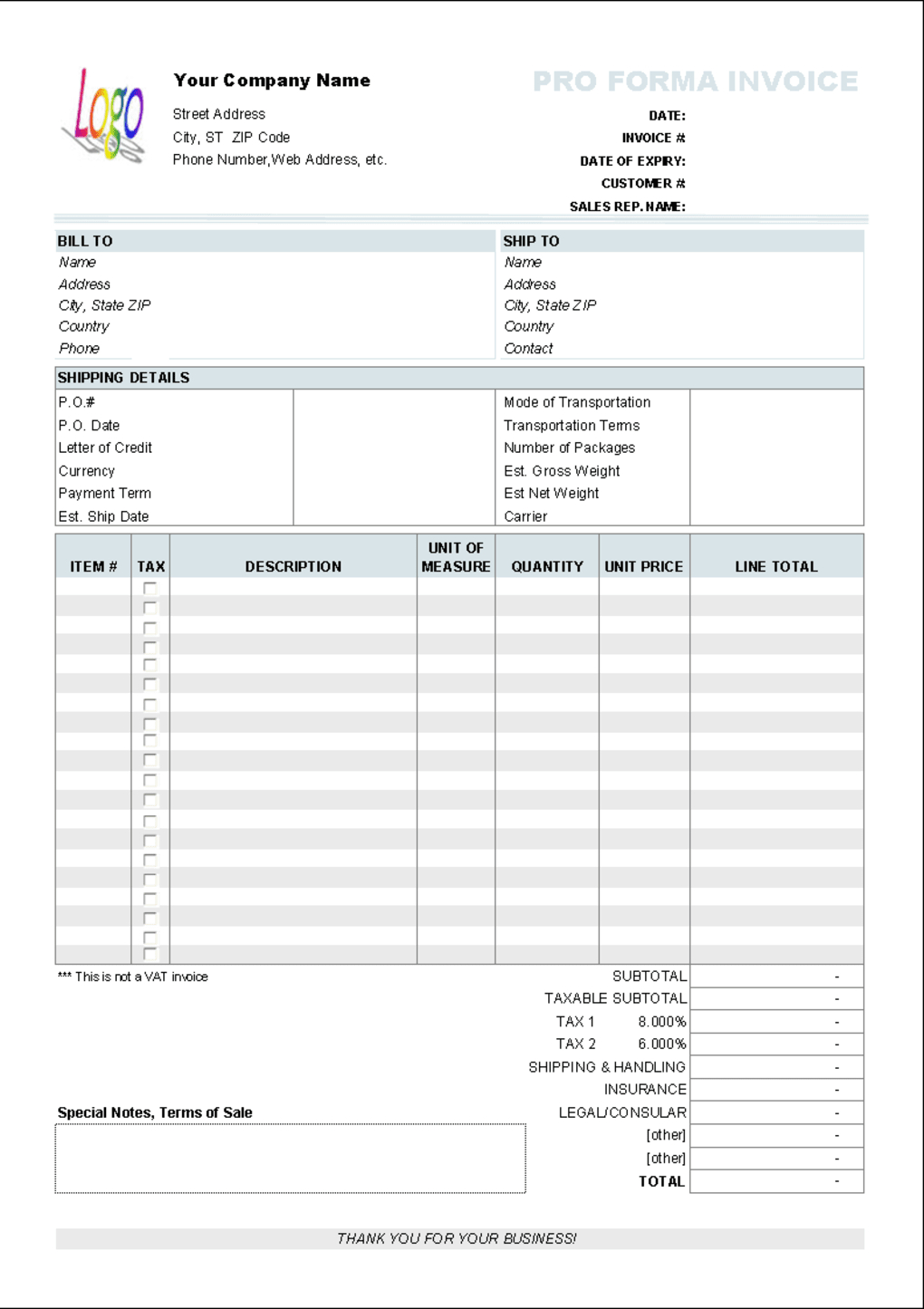 Free Proforma Invoice Template – Download Intended For Free Proforma Invoice Template Word