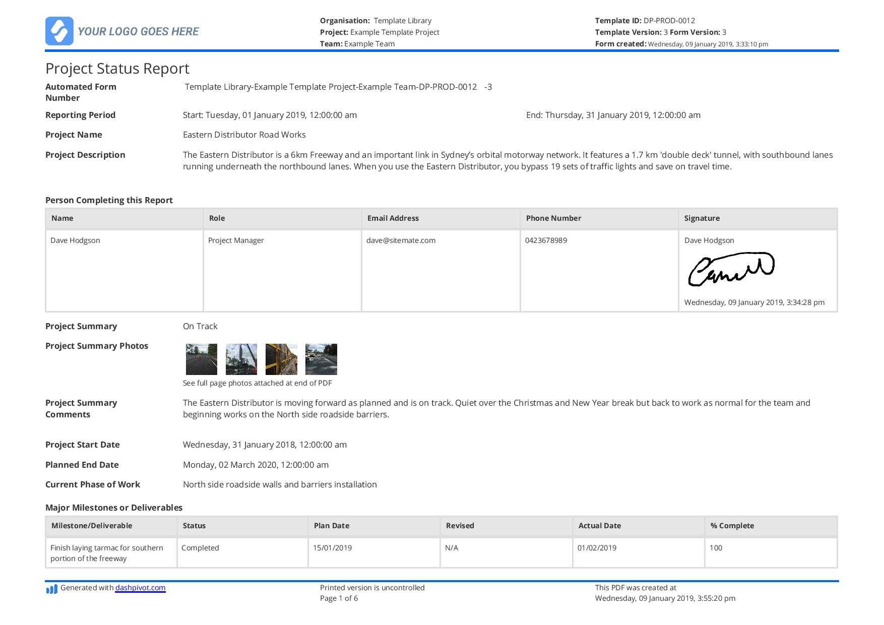 Free Project Status Report Template (Better Than Word, Excel With Regard To Production Status Report Template