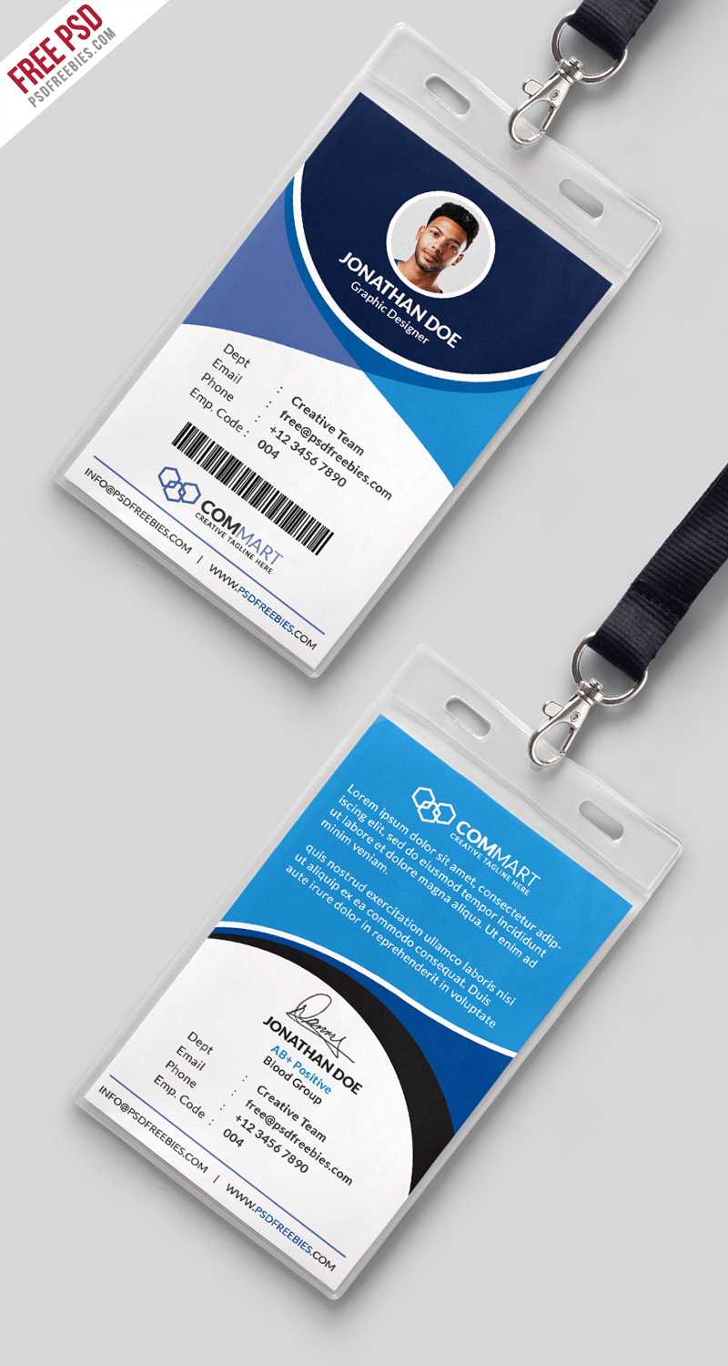 Free Psd : Corporate Office Identity Card Template Psd On Pertaining To Work Id Card Template