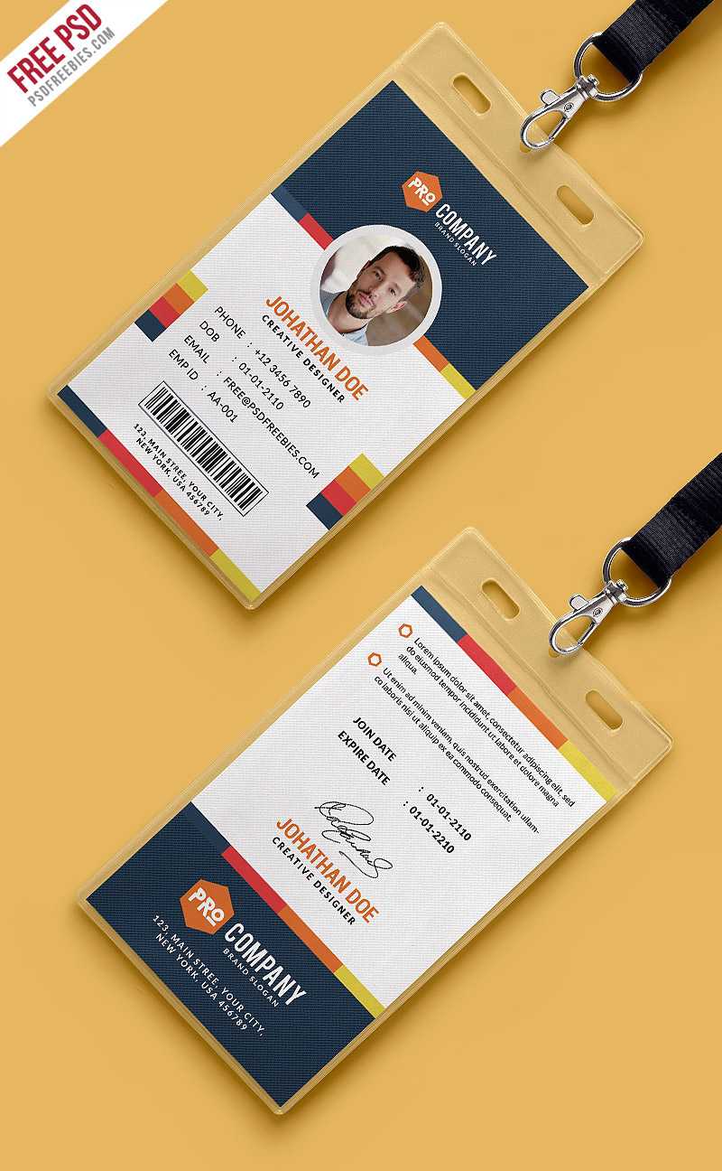 Free Psd : Creative Office Identity Card Template Psd On Behance With Regard To College Id Card Template Psd