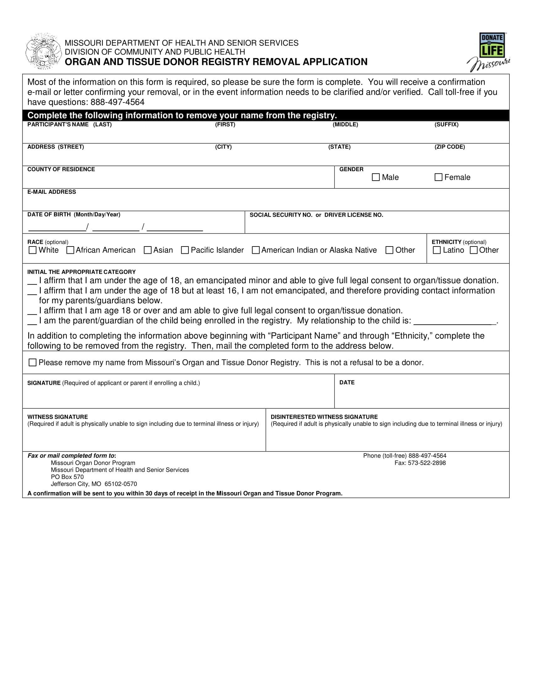 Free Refuse Organ Donation Form | Pdf With Organ Donor Card Template