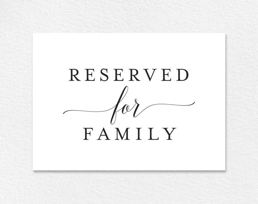 Free Reserved For Family Printable Card From | Colour For Reserved Cards For Tables Templates