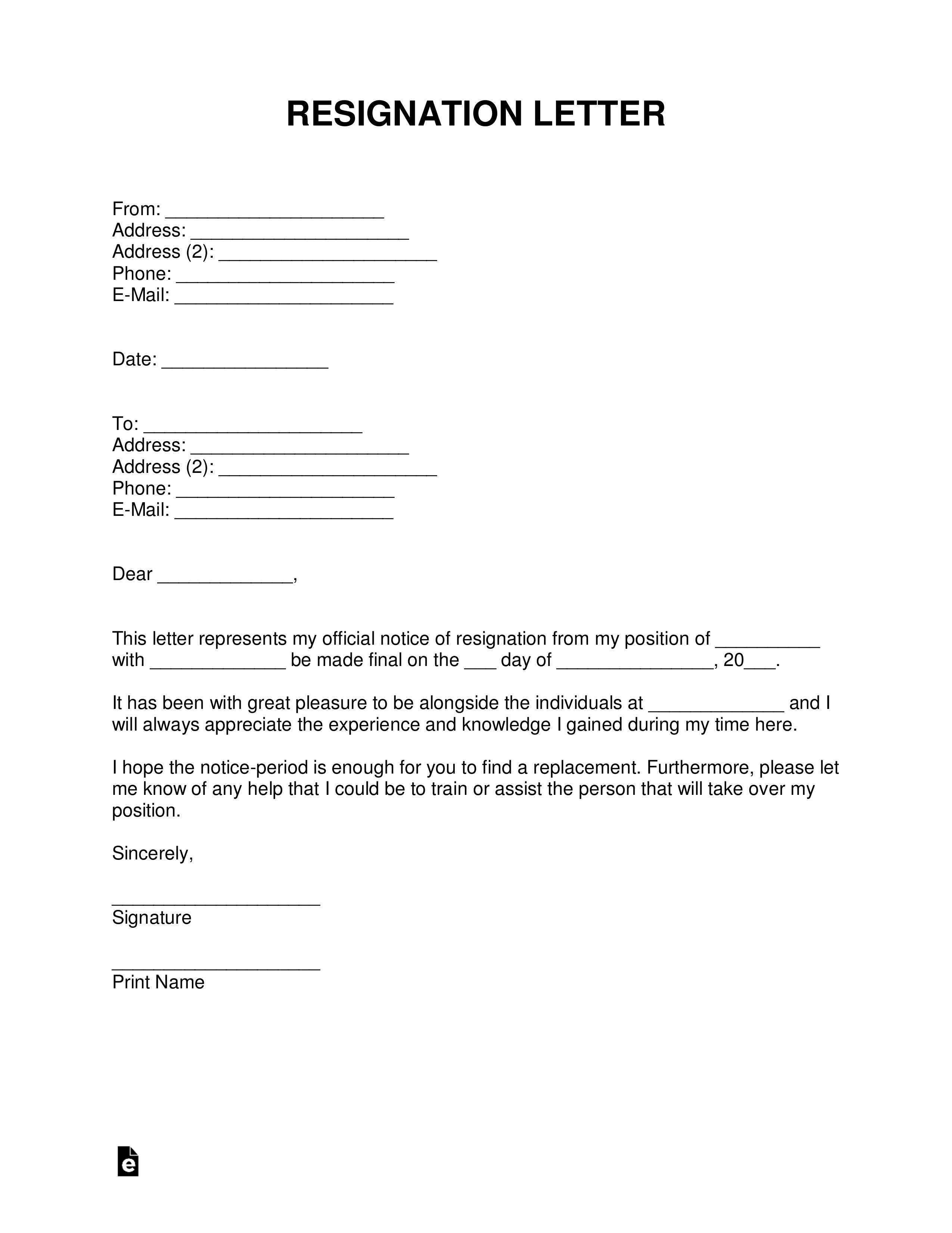 Free Resignation Letter Templates – Samples And Examples Throughout Two Week Notice Template Word