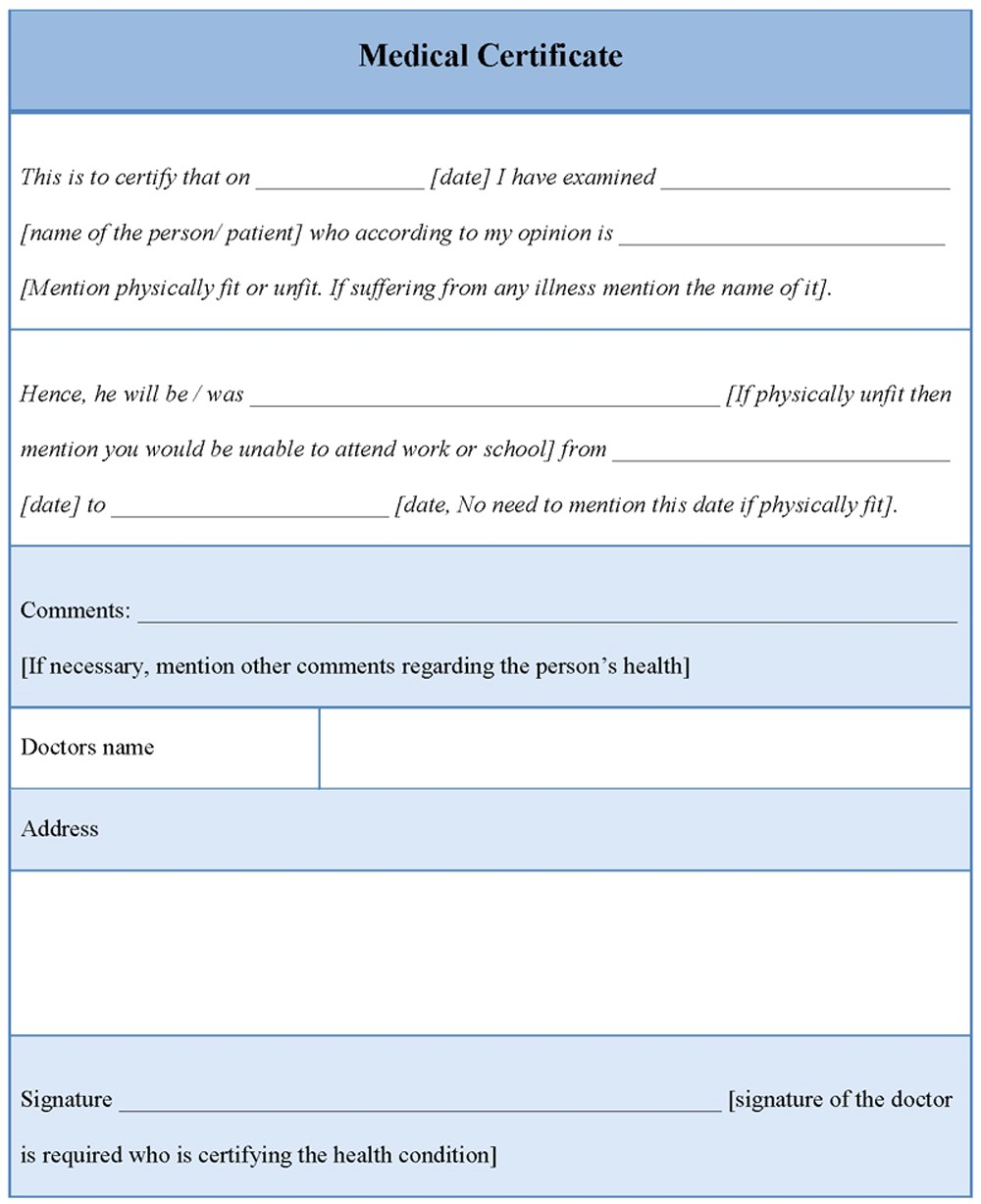 Free Sample Medical Certificate Copy Fake Template Download Intended For Fake Medical Certificate Template Download