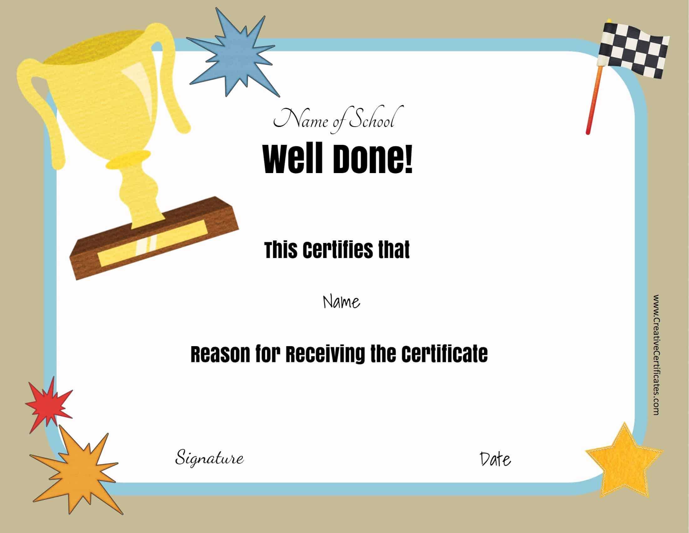 Free School Certificates & Awards For Free Funny Award Certificate Templates For Word