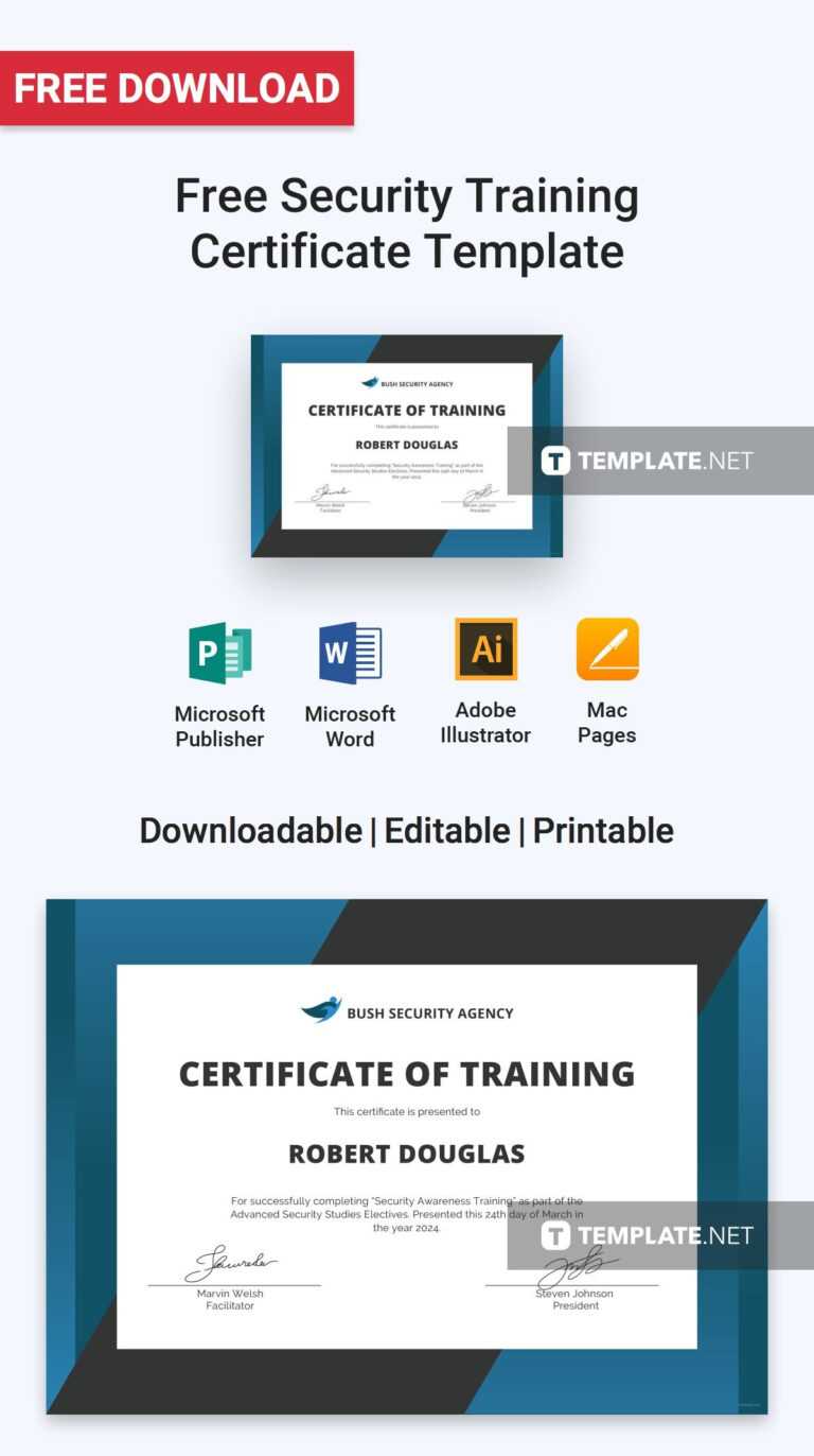 Free Security Training Certificate Certificate Templates pertaining