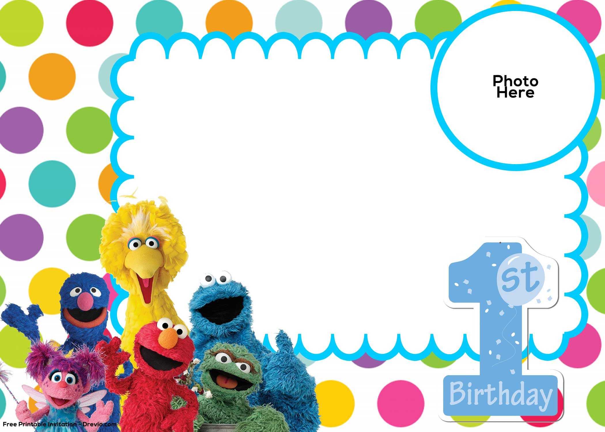 Free Sesame Street 1St Birthday Invitation Template | Sesame Intended For Elmo Birthday Card Template