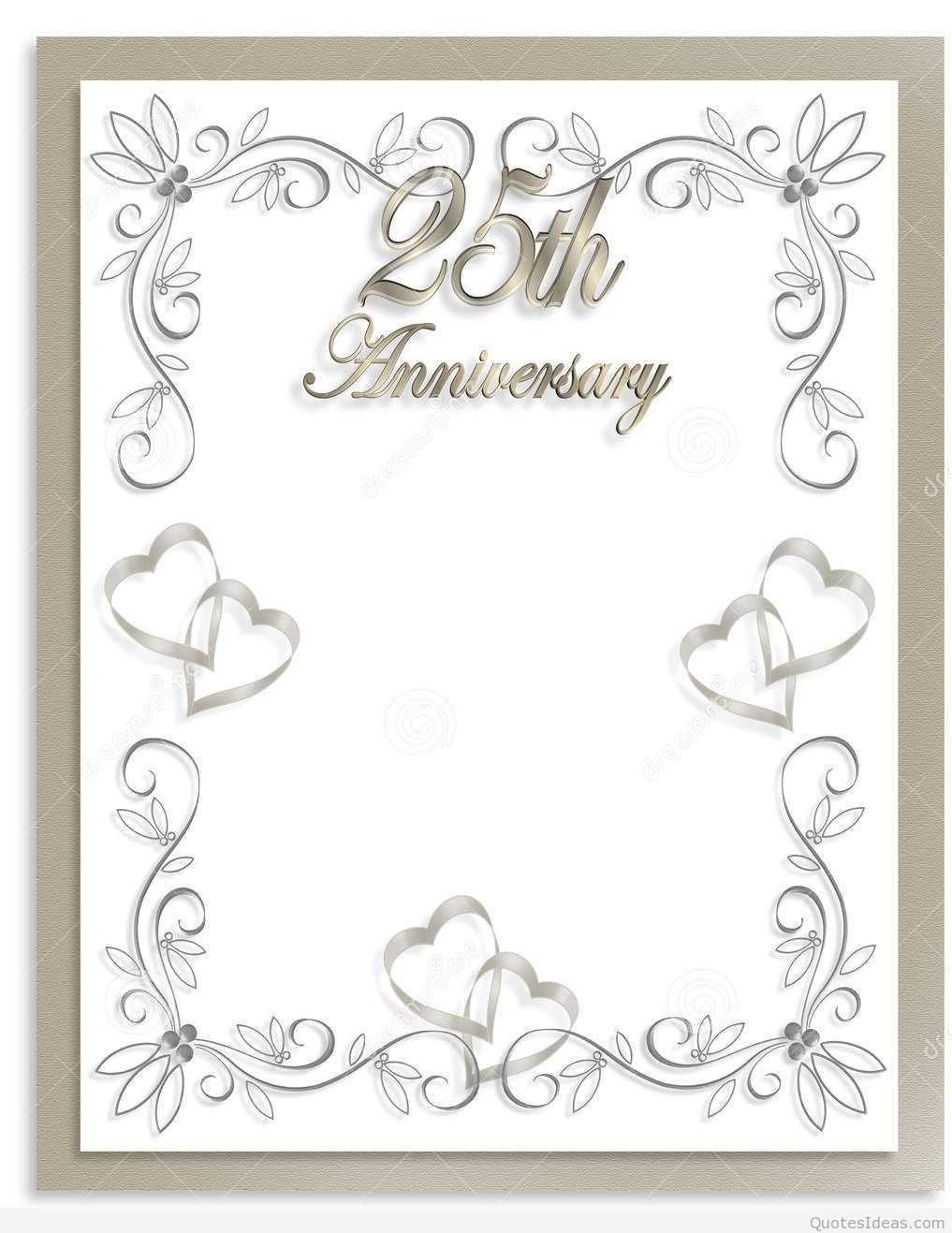 Free Silver Wedding Anniversary Invitations Templates In Template For Anniversary Card