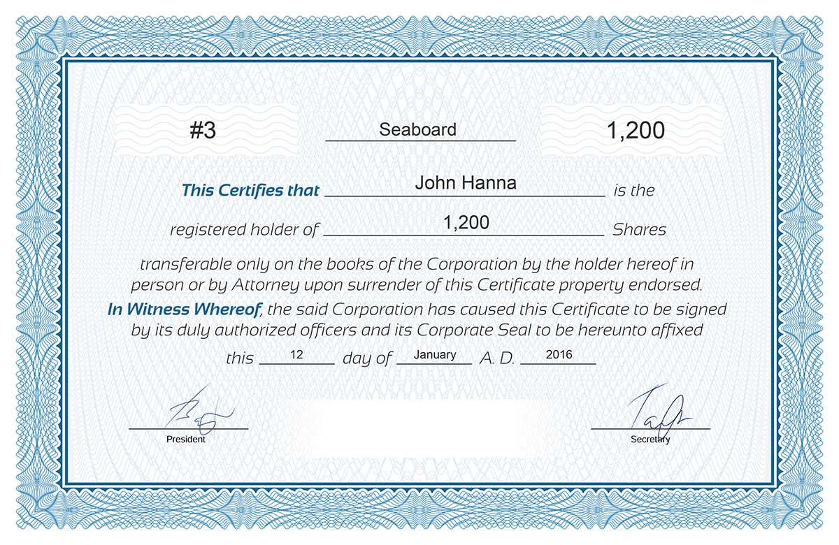 Free Stock Certificate Online Generator For Ownership Certificate Template