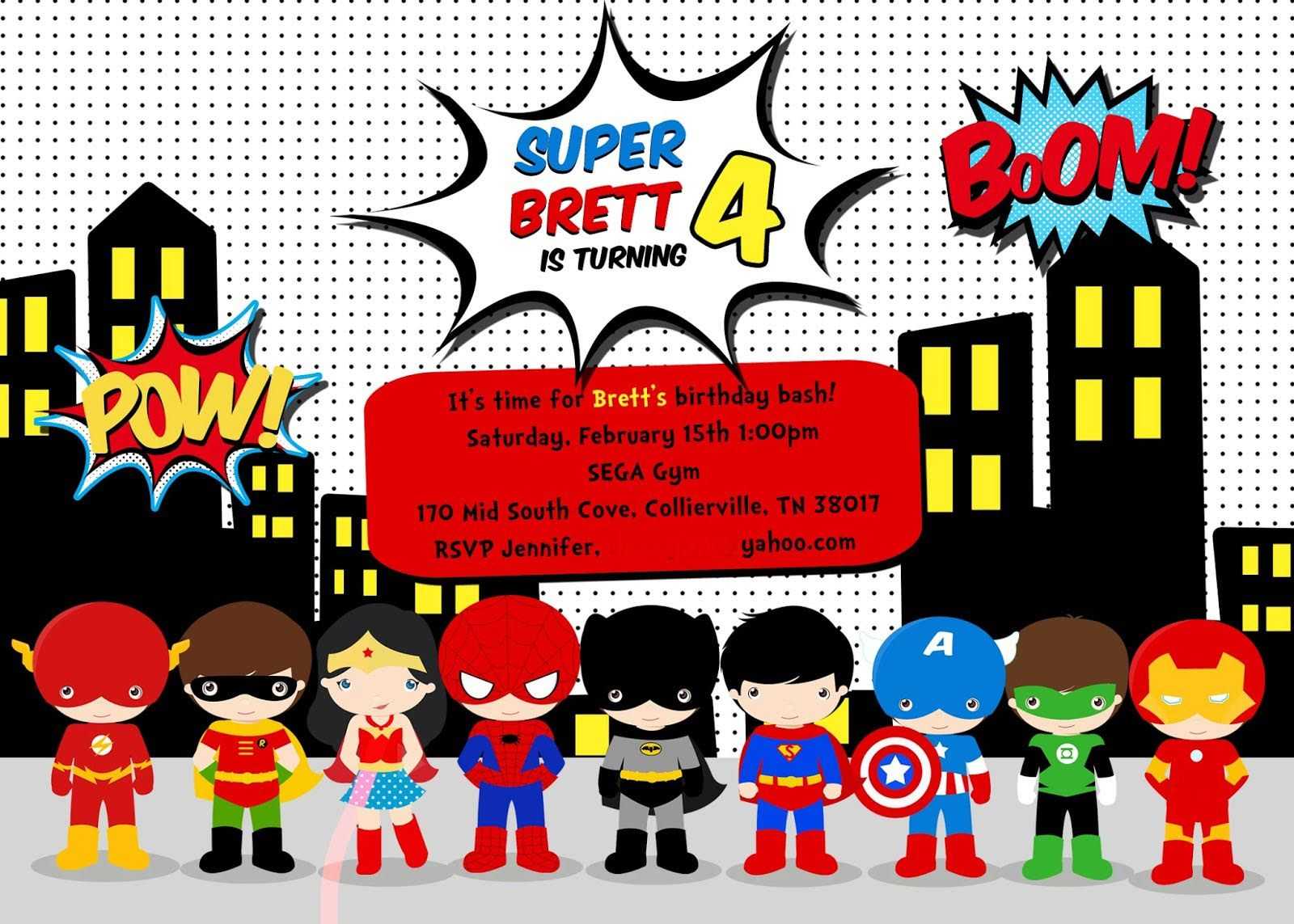 Free Superhero Birthday Party Invitation Templates … In 2019 Within Superman Birthday Card Template