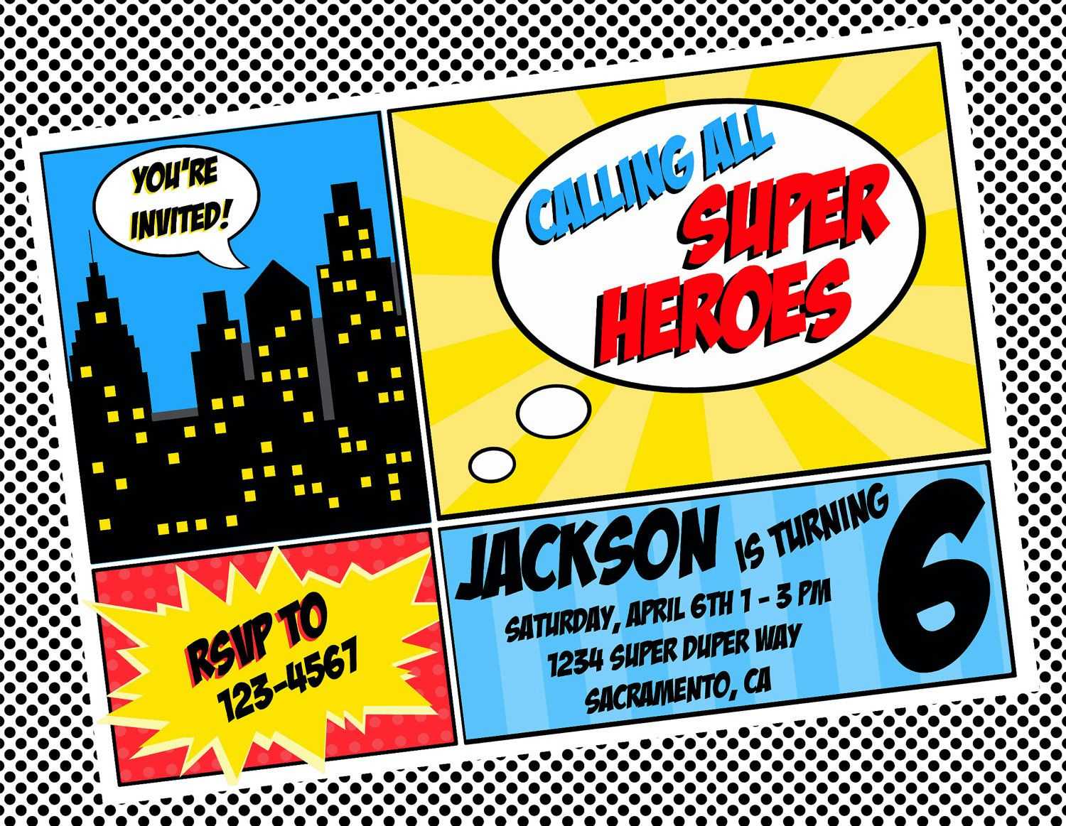 Free Superhero Invitation Templates – Invitation Templates Pertaining To Superhero Birthday Card Template