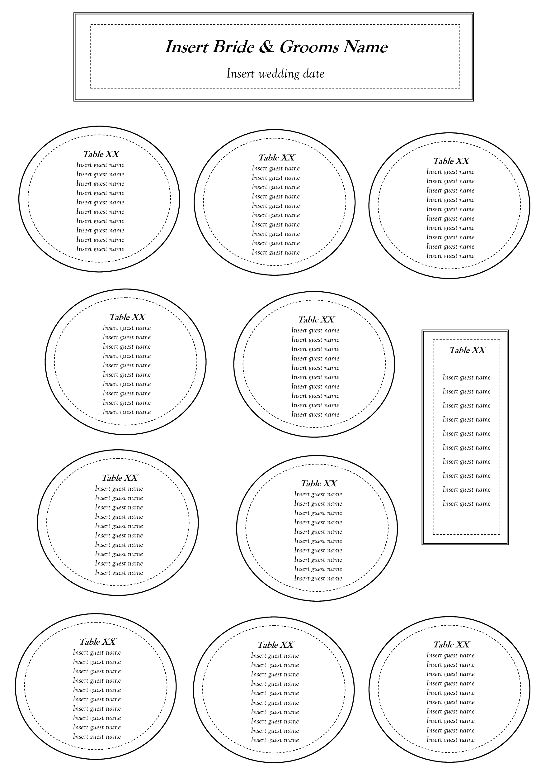 Free Table Seating Chart Template | Seating Charts In 2019 Regarding Wedding Seating Chart Template Word