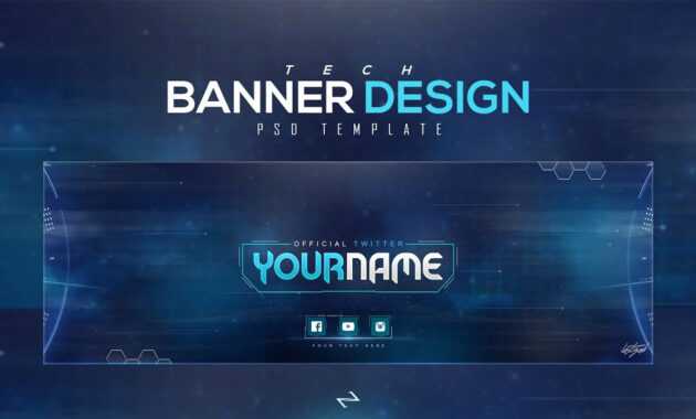 Free Tech Twitter Header Psd Template [Free Download] for Twitter Banner Template Psd