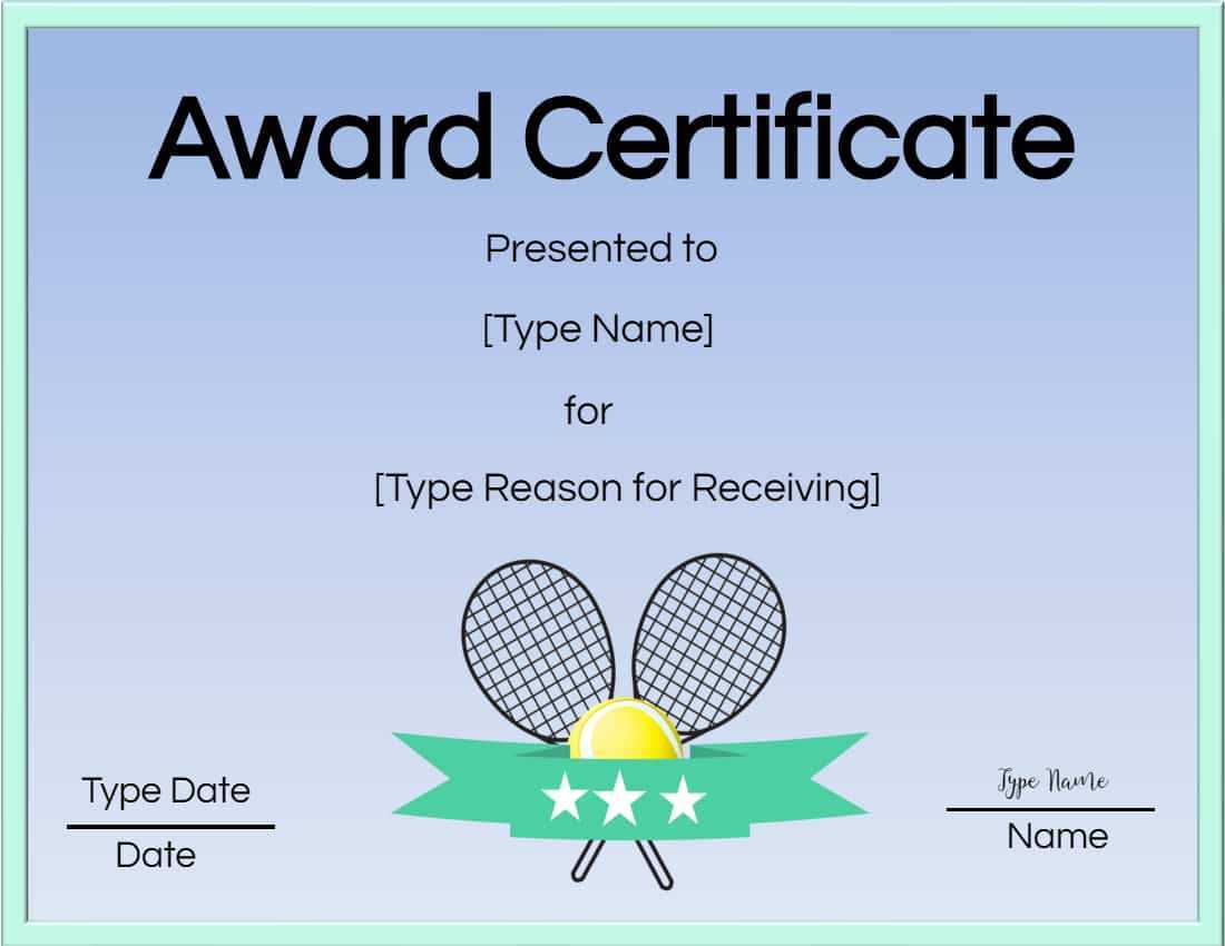 Free Tennis Certificate | Customize Online & Print Inside Tennis Certificate Template Free