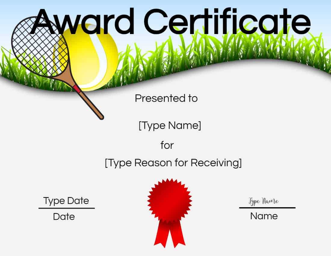 Free Tennis Certificate | Customize Online & Print Pertaining To Tennis Certificate Template Free