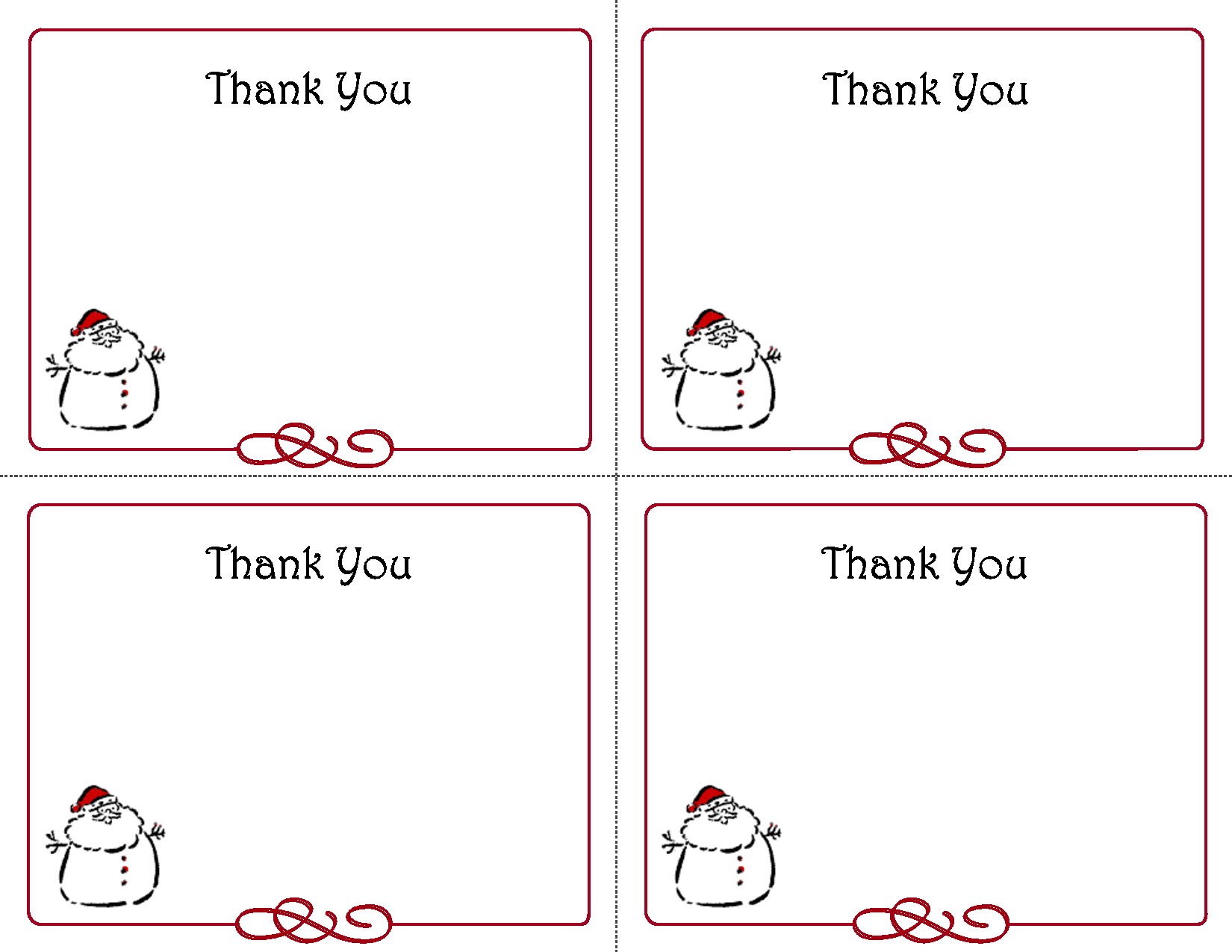 Free Thank You Cards Printable | Free Printable Holiday Gift Throughout Christmas Note Card Templates