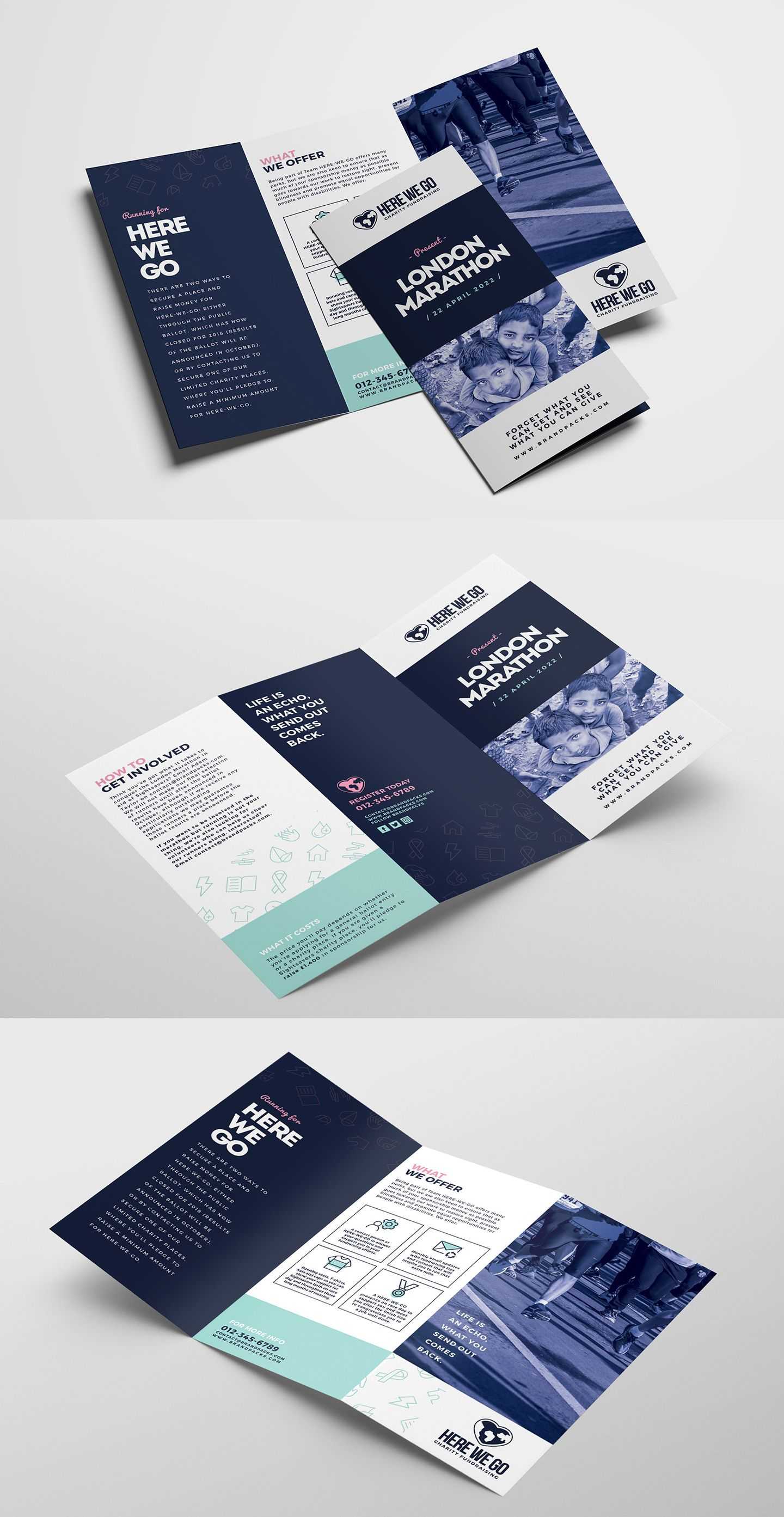 Free Tri Fold Brochure Template For Fundraisers & Charity For Quad Fold Brochure Template