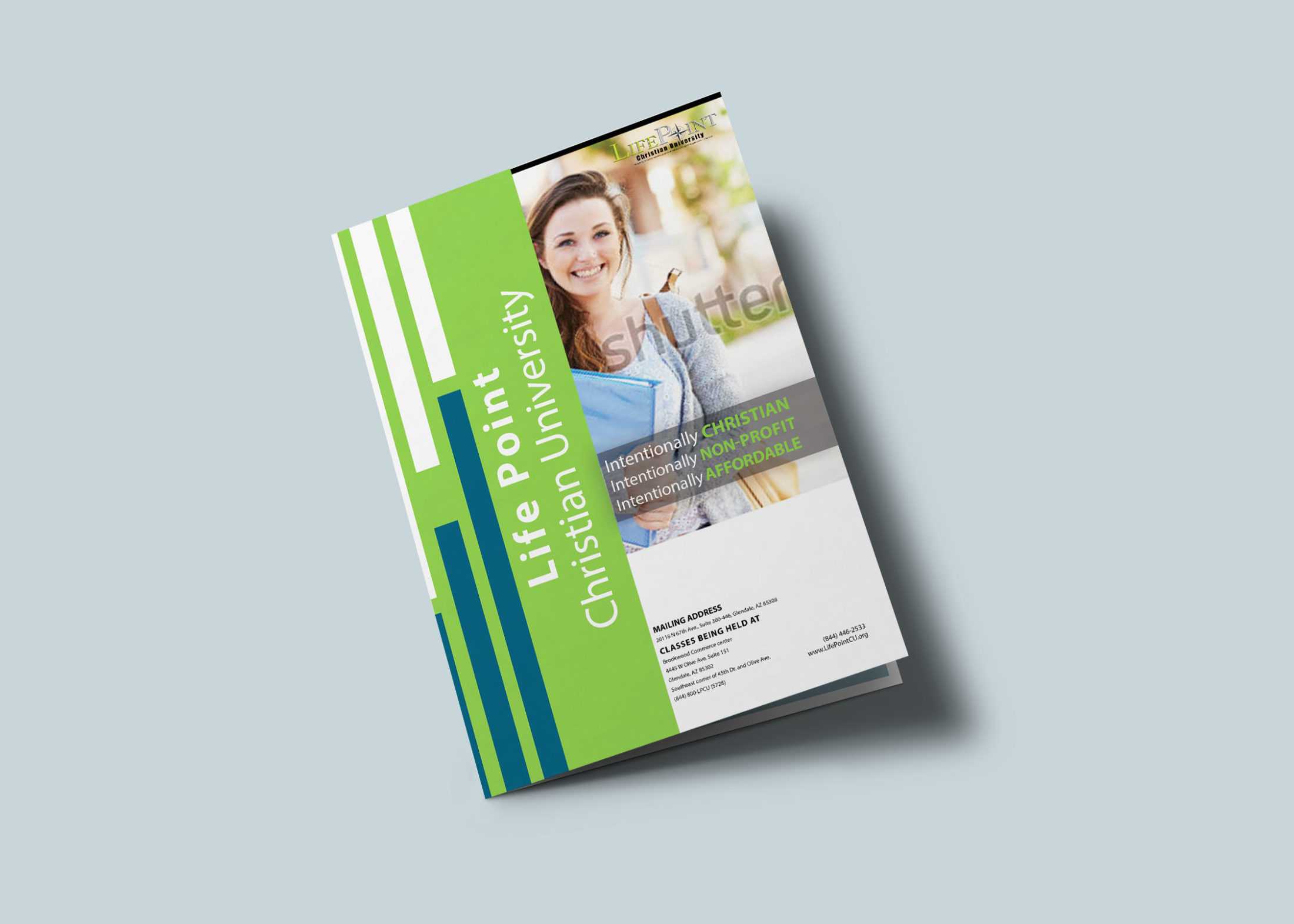 Free University Bi Fold Brochure Template | Psd Premium Mock Up Intended For 2 Fold Brochure Template Psd
