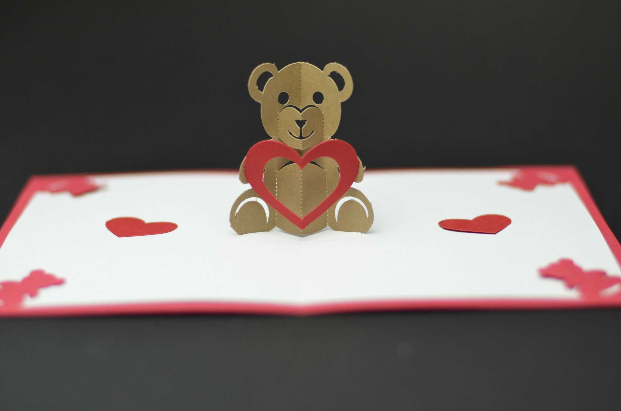 Free Valentines Day Pop Up Card Templates. Teddy Bear Pop Up Intended For 3D Heart Pop Up Card Template Pdf
