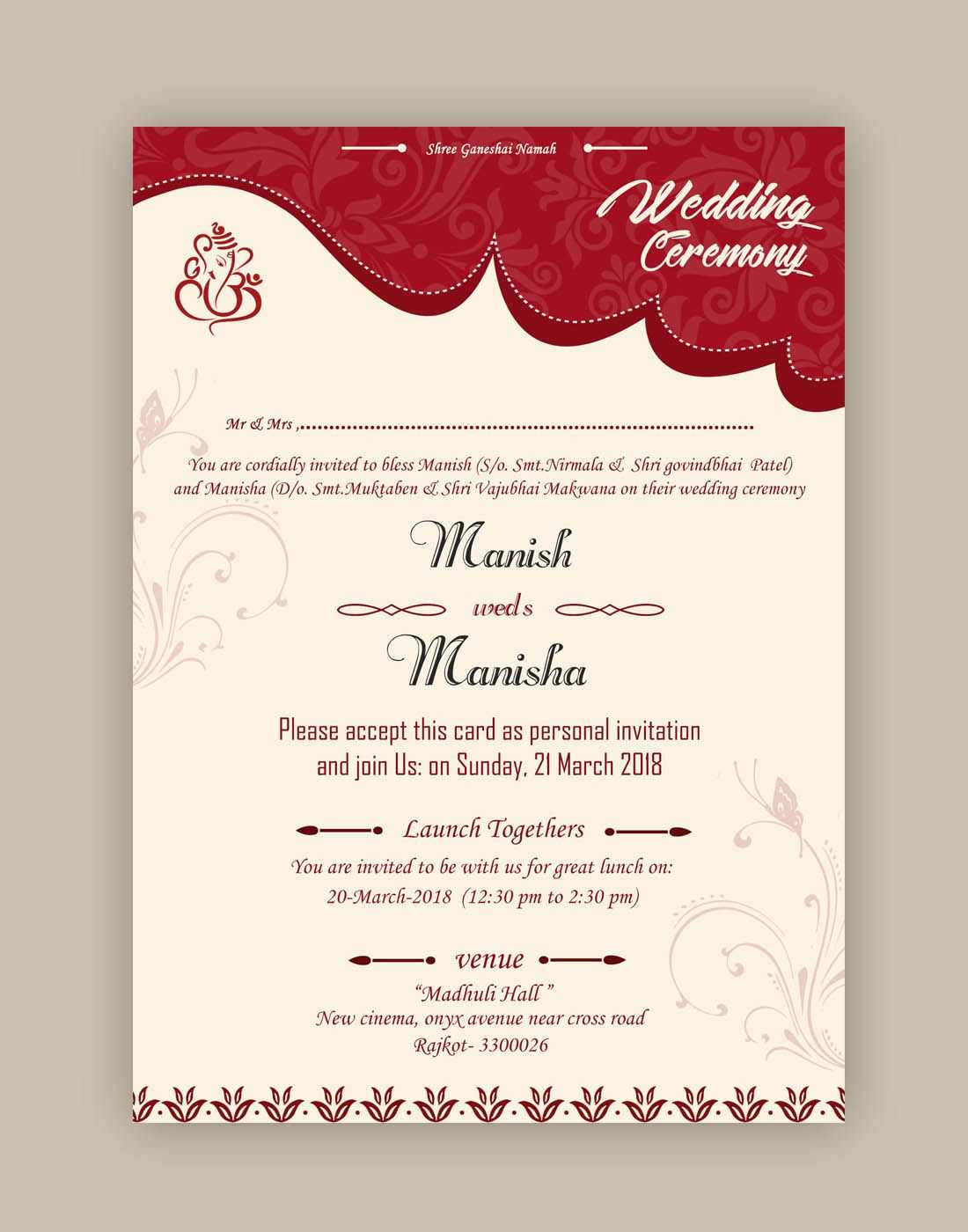 Free Wedding Card Psd Templates In 2019 | Free Wedding Cards For Invitation Cards Templates For Marriage