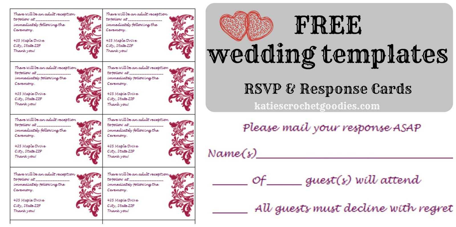 Free Wedding Rsvp & Response Card Template Templat | Wedding With Free Printable Wedding Rsvp Card Templates