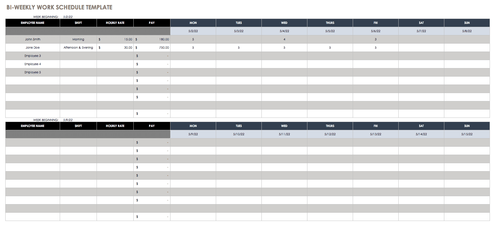 schedule creator excel