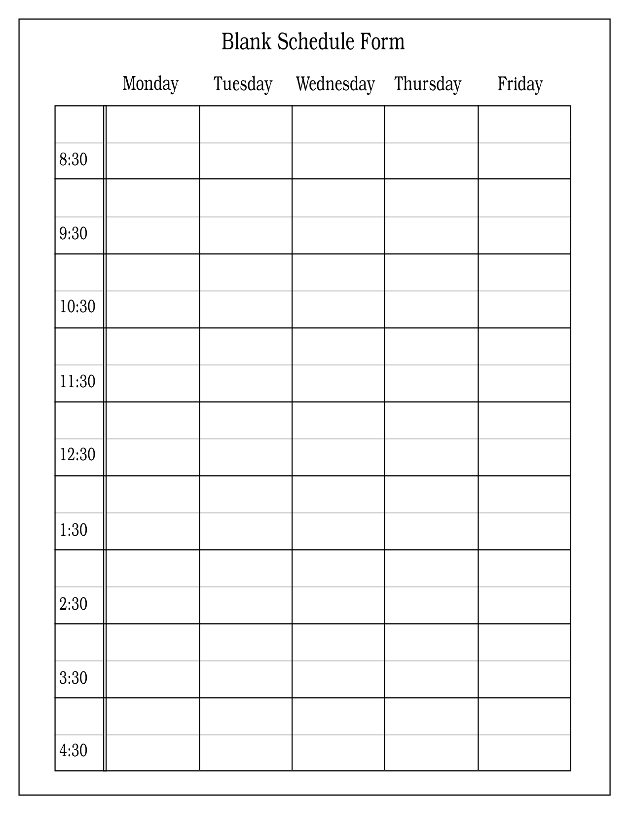 Free+Blank+Daily+Schedule+Form | Time Management | Daily Intended For Printable Blank Daily Schedule Template