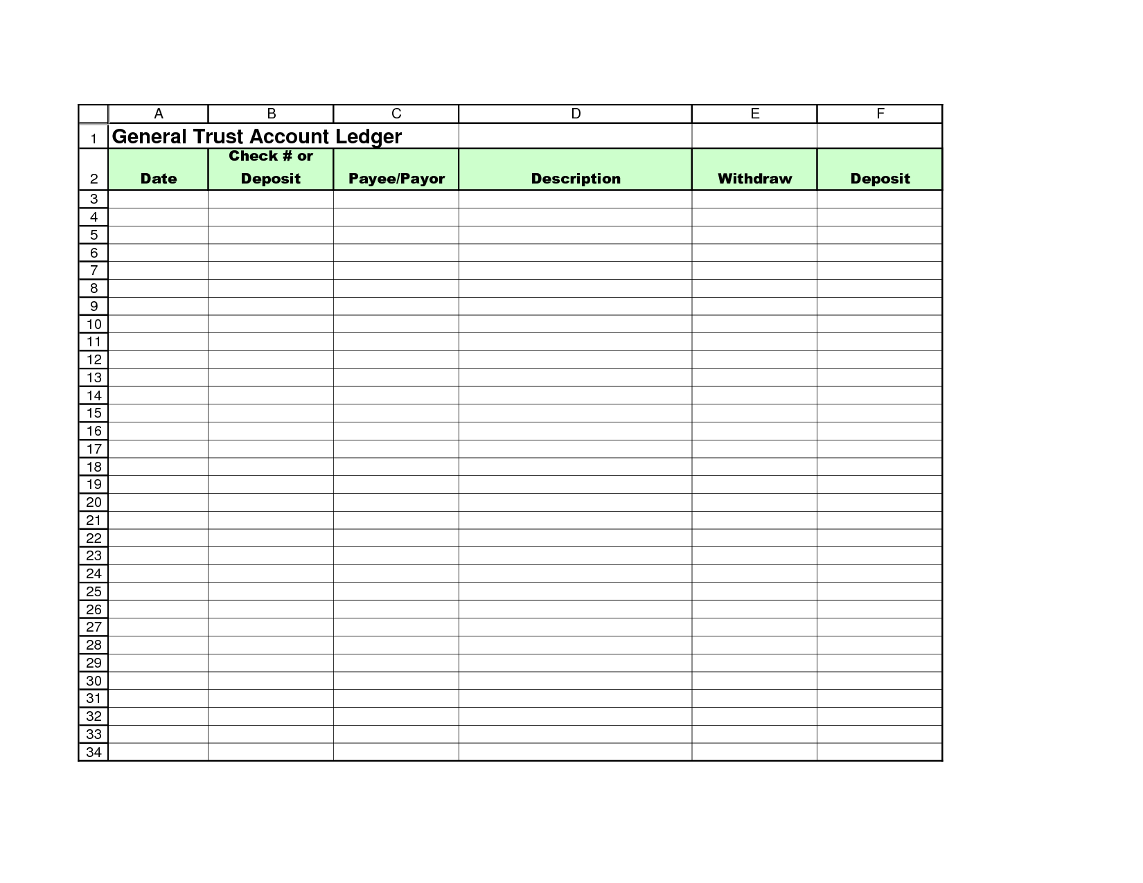 Free+Printable+Accounting+Ledger+Template | Templates Throughout Blank Ledger Template