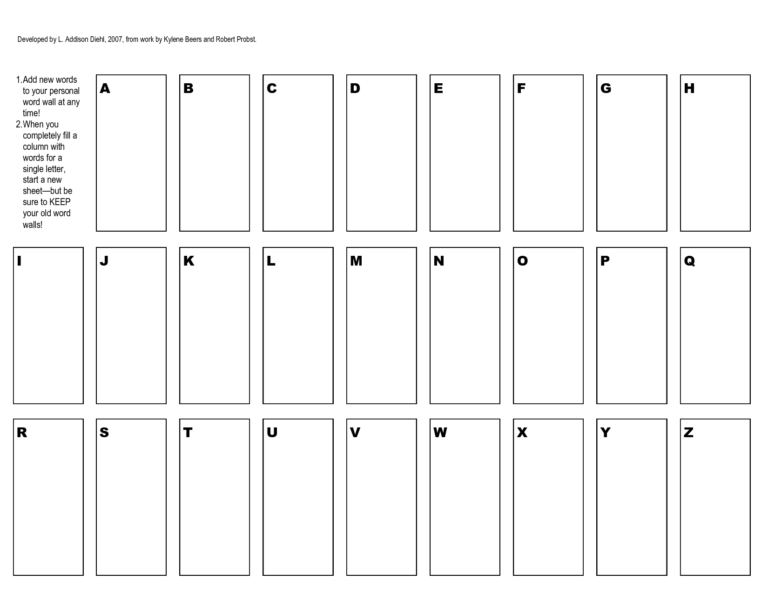 Free+Printable+Word+Wall+Templates | 2Nd Grade Spelling for Personal ...