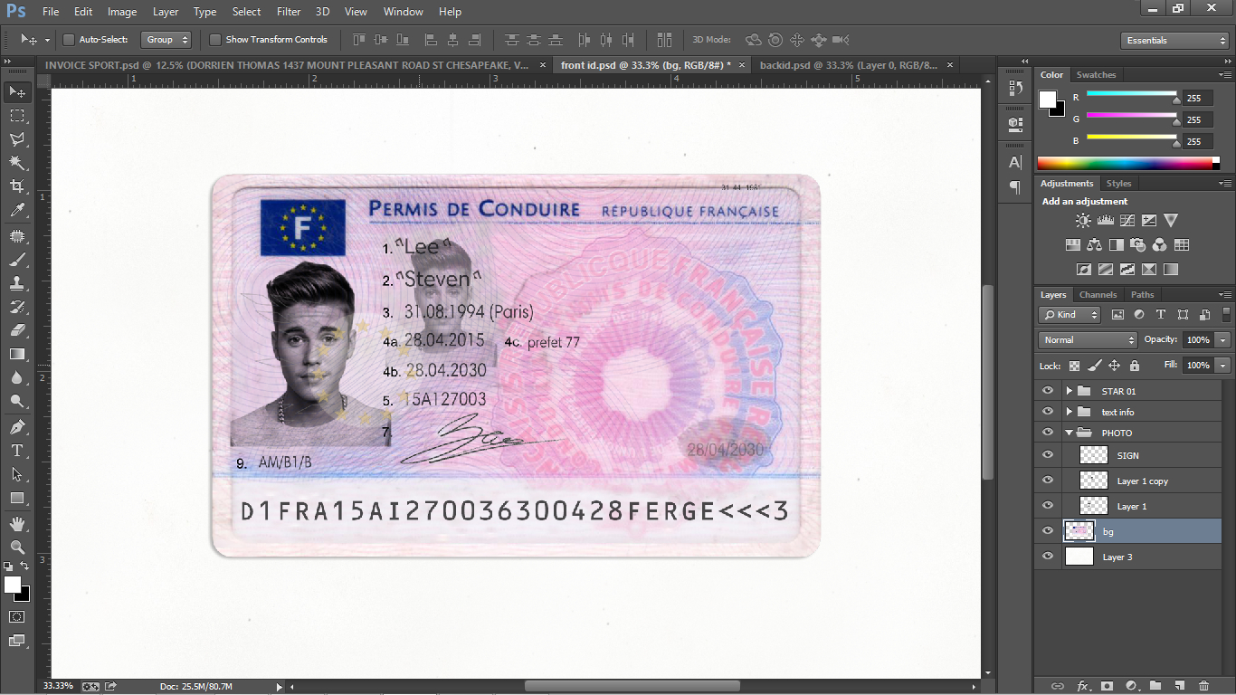 French Driver License (Permis De Conduire) Psd Template Intended For French Id Card Template