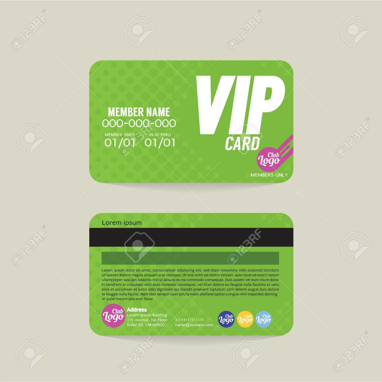 Front And Back Vip Member Card Template Vector Illustration In Membership Card Template Free