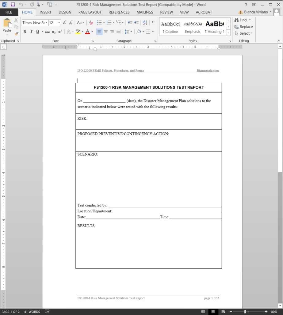 Fsms Risk Management Solutions Test Report Template | Fds1200 1 Inside Test Result Report Template