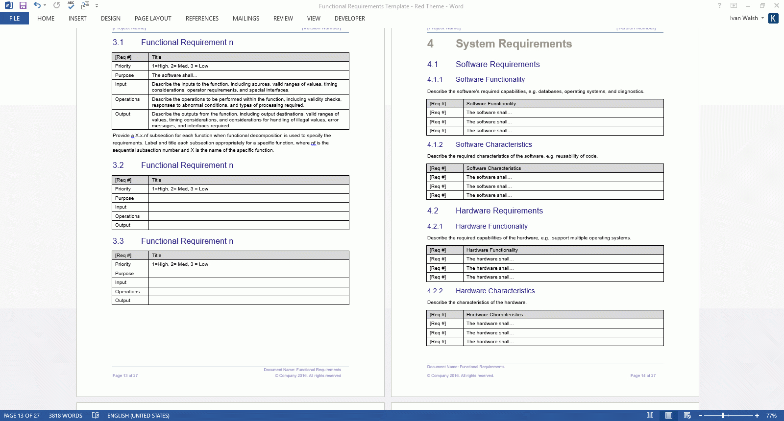 Functional Requirements Templates Intended For Product Requirements Document Template Word