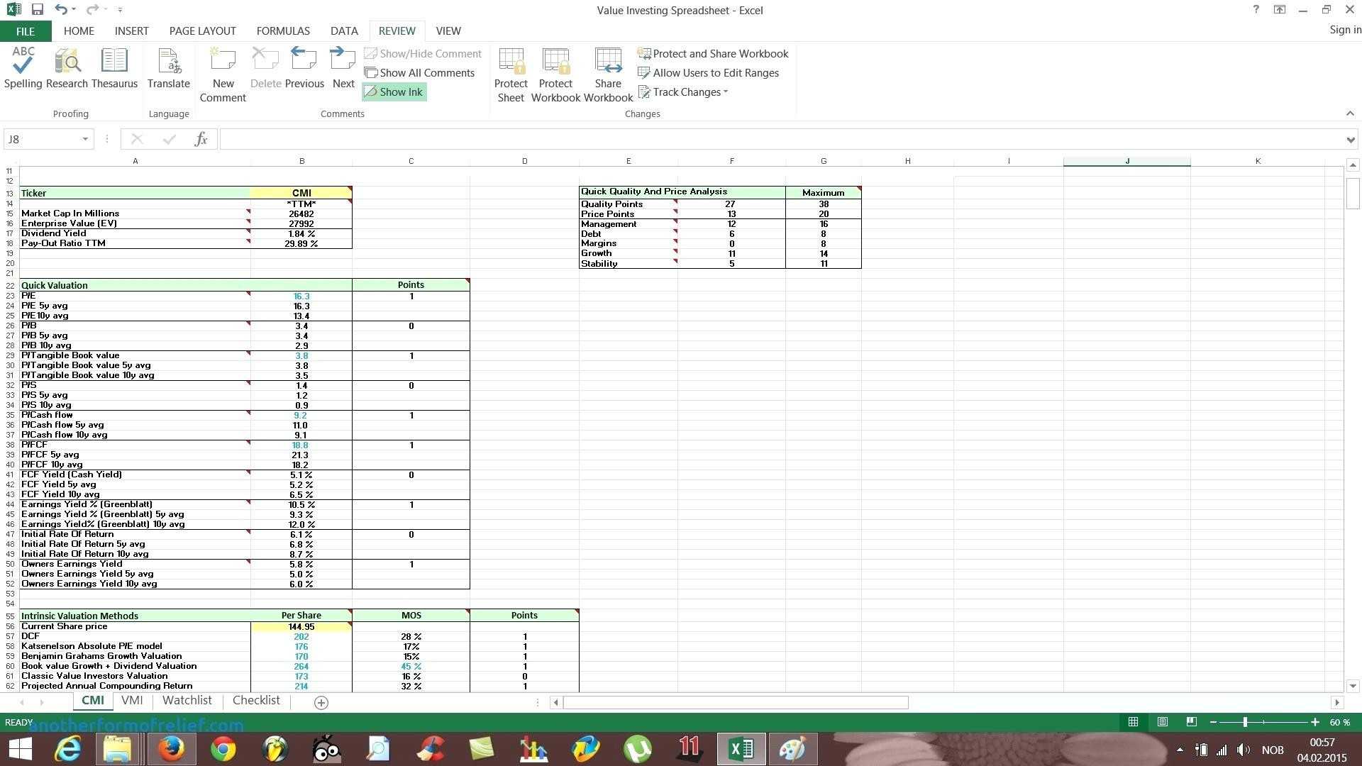 Fundamental Analysis Spreadsheet Then Stock Analysis Report In Stock Analysis Report Template