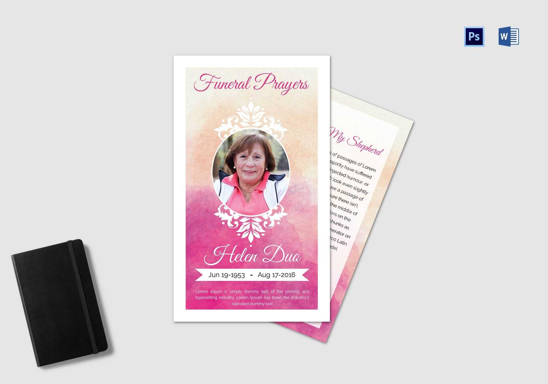 Funeral Prayer Card Template For Grandmother For Memorial Card Template Word