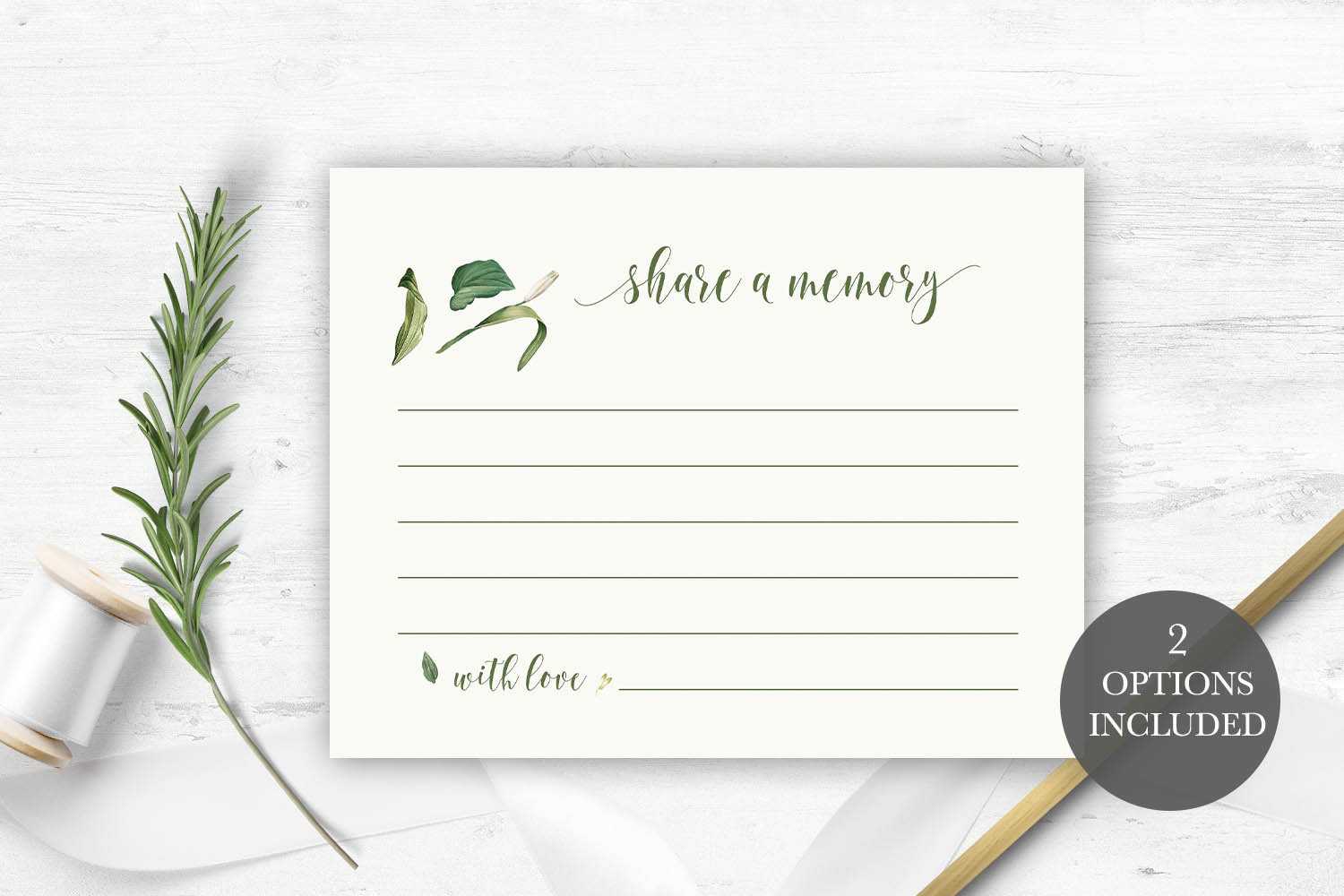Funeral Share A Memory Card | Printable Funeral Memory Card | Greenery  Memorial Card Template | Funeral Cards | Memorial Cards Template Inside In Memory Cards Templates