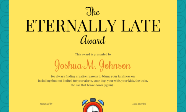 Funny Certificate Template Template - Venngage throughout Funny Certificate Templates